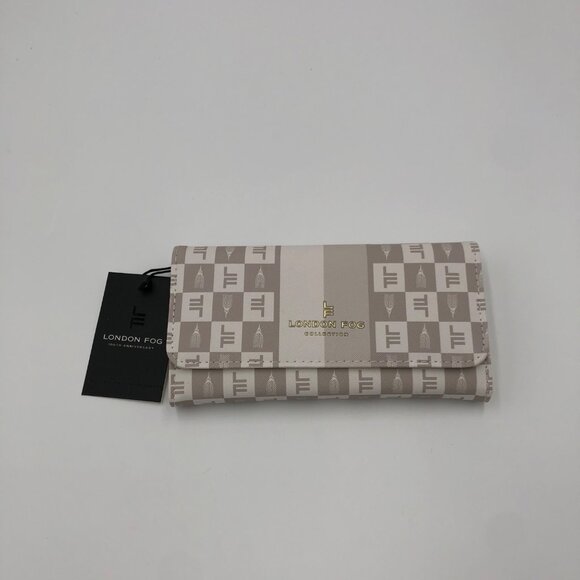 London Fog Signature Women Flap Wallet White & Beige NWT Classy‎ Chic Accessory - Picture 2 of 6